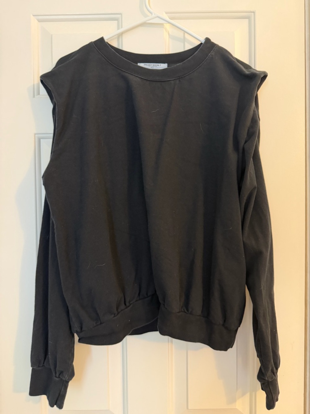 Project Social T Black Crewneck Sweatshirt with Drop Shoulder